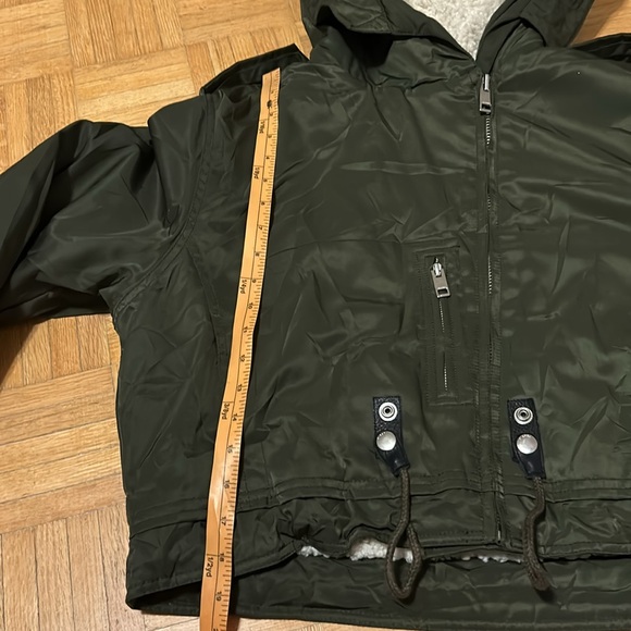 Diesel Olive Green Hooded Jacket with Sherpa Lining - Picture 3 of 16